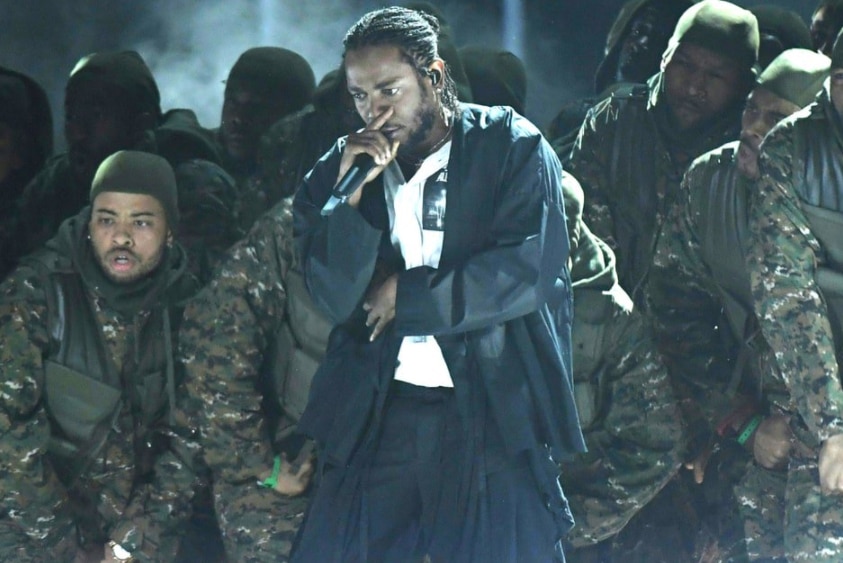 Kendrick Lamar performing live at the 60th annual grammy awards