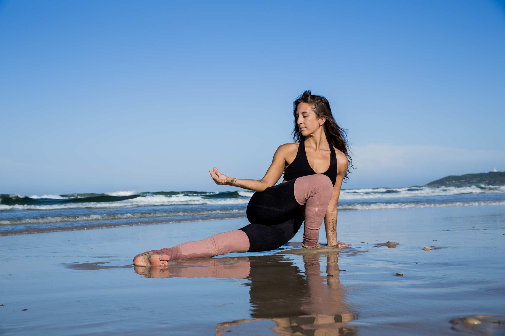 Lara practising Reverse Skandasana, which features in this juicy class targeting the hips.