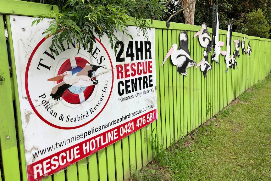 Fence with a sign on it saying 24 hour rescue centre.
