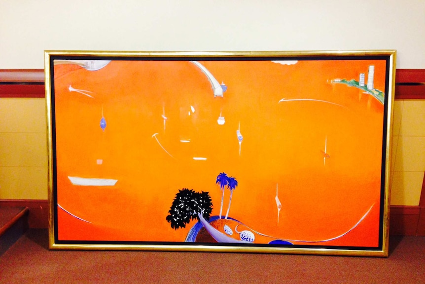 One of the alleged fake Brett Whiteley paintings at the centre of a case in the Melbourne Magistrates Court