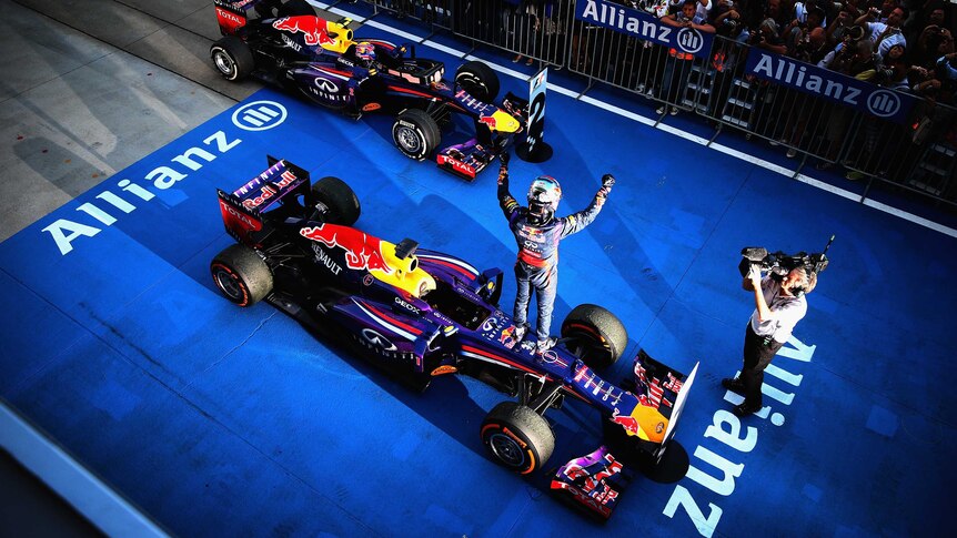 Vettel celebrates Japanese Grand Prix win