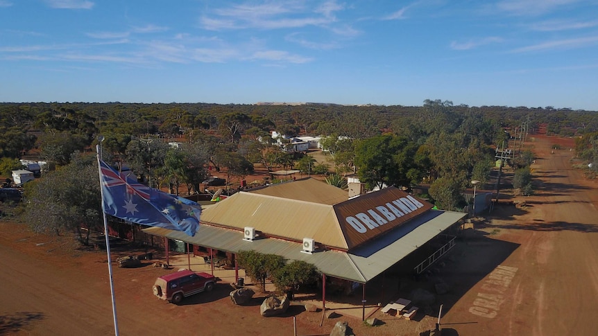 A drone perspective of outback pub which has since burned down