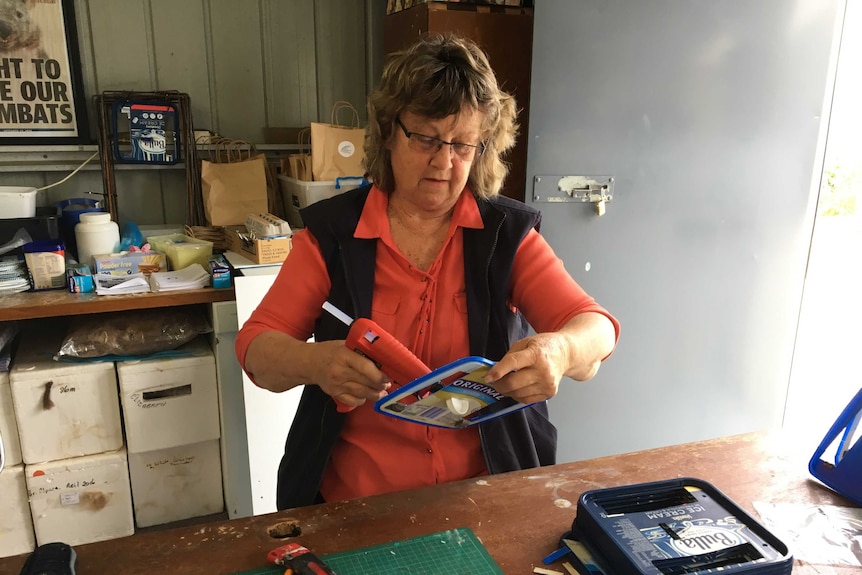 Kelso volunteer Bea Mayne making a burrow flap