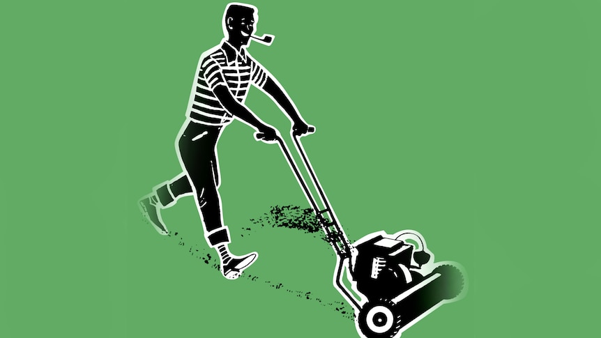 Mowing man