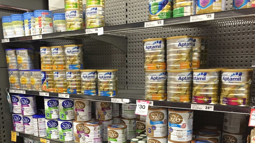 Woolworths shelf of infant formula