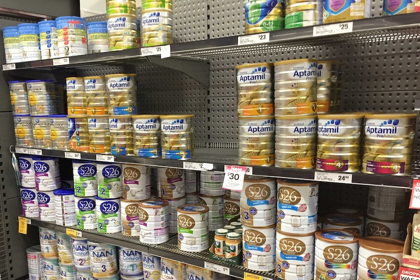 Woolworths shelf of infant formula