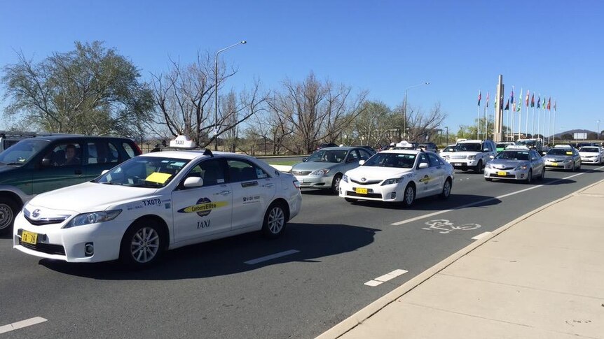 Cab drivers on strike in Canberra