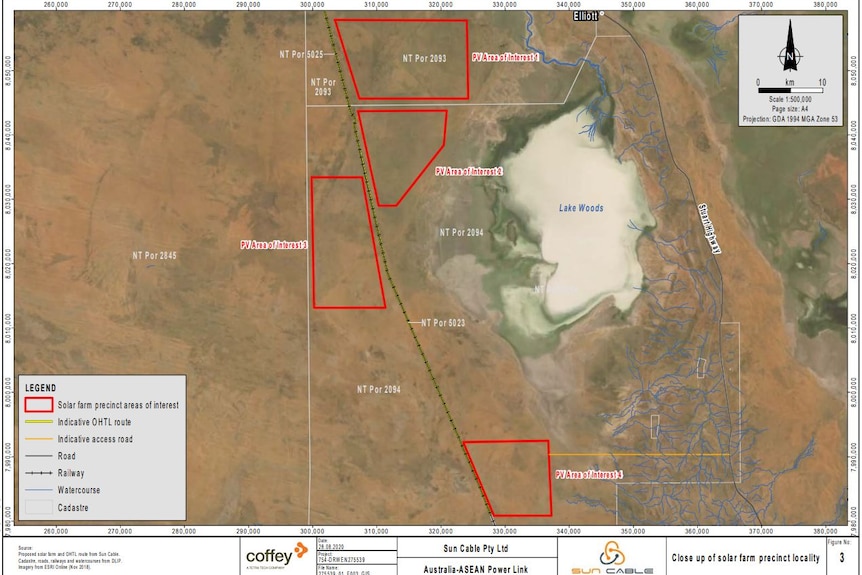 a map of the NT, showing the proposed site for its solar farm.