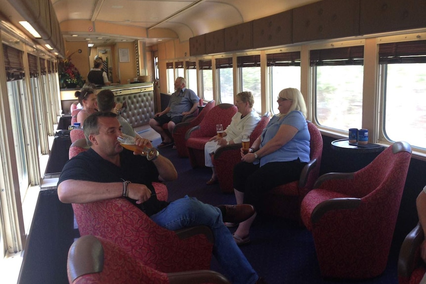 Travellers aboard Queensland's Sunlander train in November 2014
