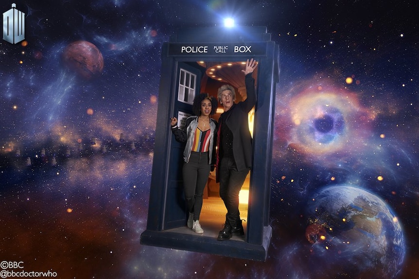 Doctor Who and Bill Potts in the Tardis