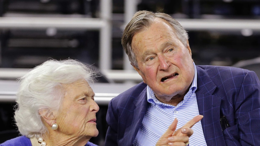 Barbara Bush talks to husband George HW Bush