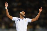 Stalemate: France striker Nicolas Anelka vents his frustration at a missed opportunity.