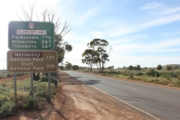 The long road between Broken Hill to Tibooburra.