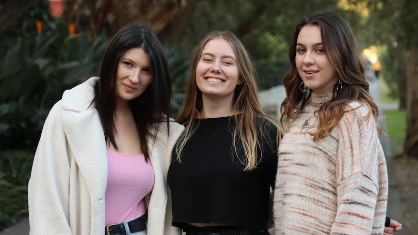 Three female Ukrainian dance students