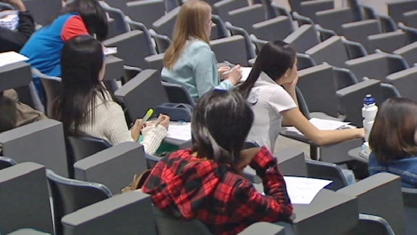 university students sitting in a lecture theatre