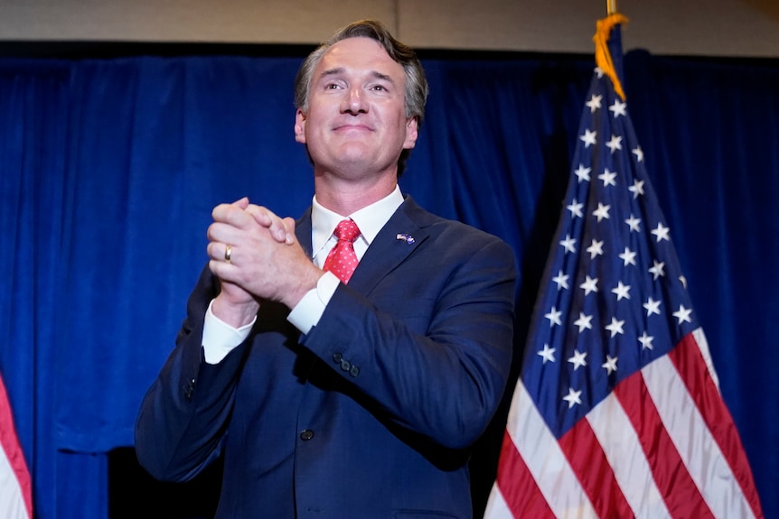 Virginia Gov.-elect Glenn Youngkin arrives to speak at an election night party