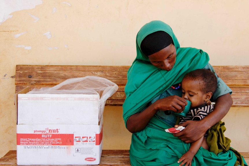 Yesriba, 28, with her son Seid, two, who is recovering from severe-acute malnutrition in Ethiopia