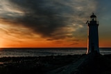 A lighthouse early in the morning