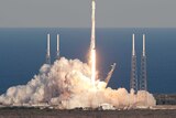 A SpaceX Falcon 9 rocket transporting the Tess satellite lifts off from Cape Canaveral Air Force Station.