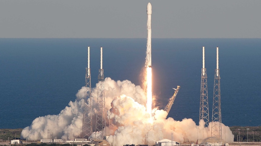 A SpaceX Falcon 9 rocket transporting the Tess satellite lifts off from Cape Canaveral Air Force Station.