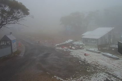 Snow on the ground at the Ski Bowl at Mount Baw Baw.