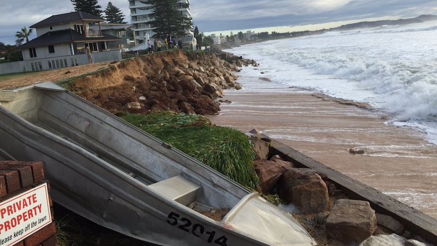 Damage after yesterday's storm at Collaroy Beach.