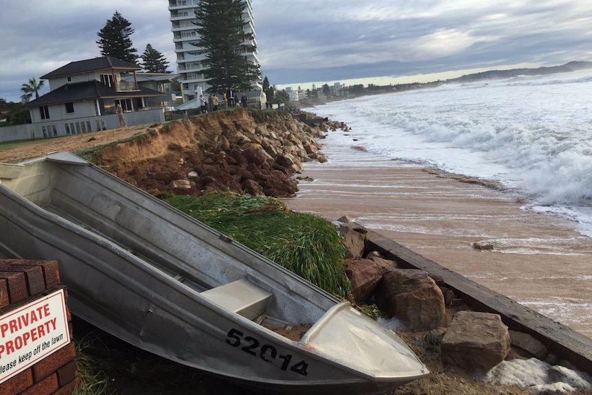 Damage after yesterday's storm at Collaroy Beach.