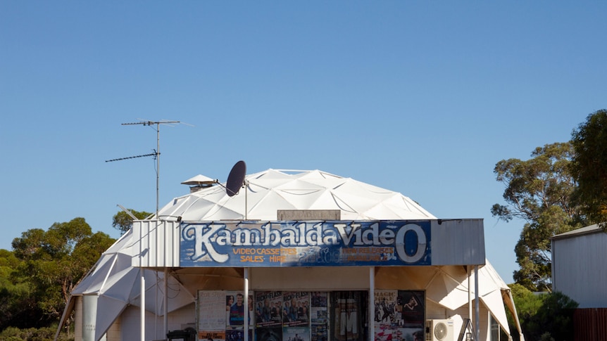 The iconic geodesic dome of the Kambalda video store, still up and running since the 1980s.