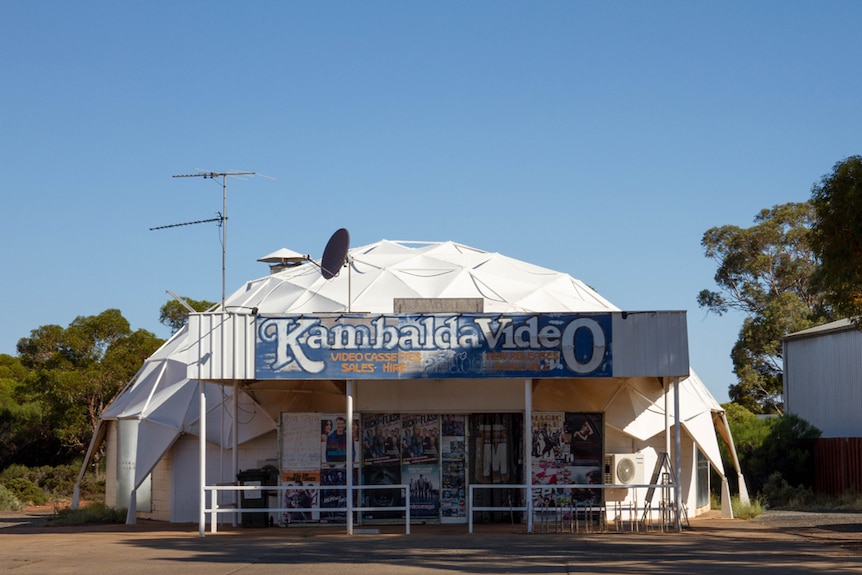 The iconic geodesic dome of the Kambalda video store, still up and running since the 1980s.