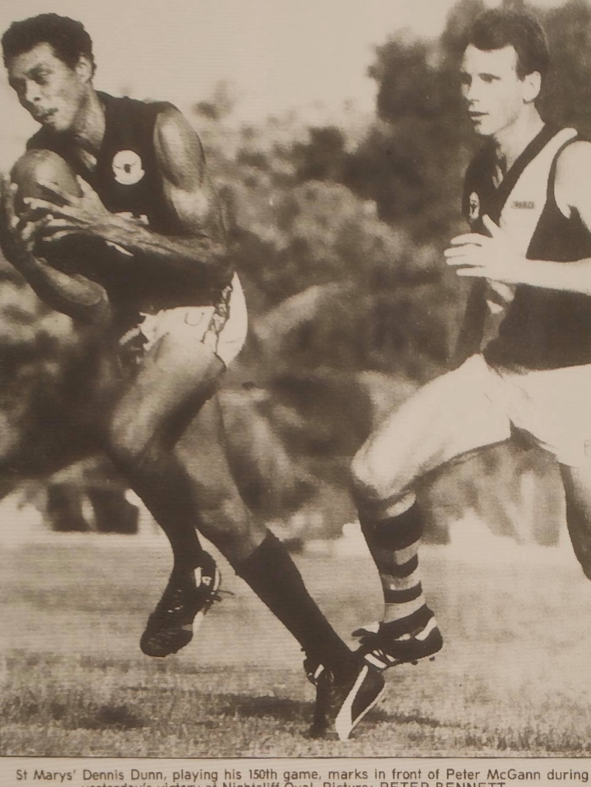 An old photograph of Dennis Dunn playing for St Mary's.