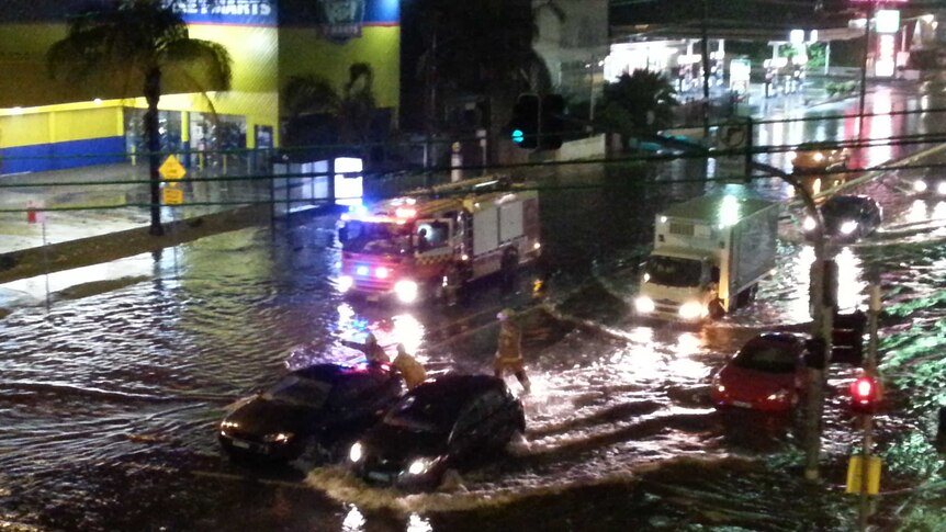 Fire trucks and flooding