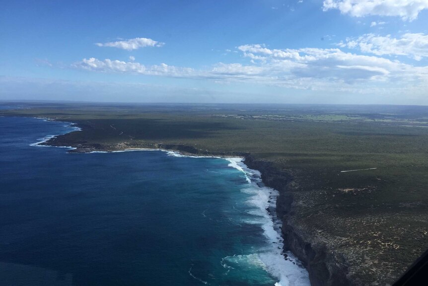 An aerial view of the coastline along Kangaroo Island in South Australia