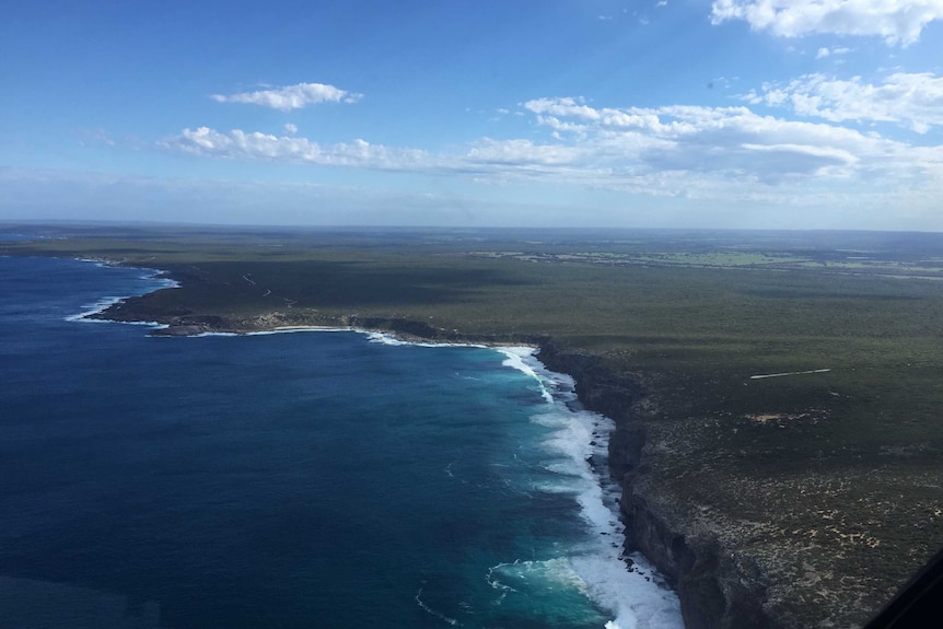 An aerial view of the coastline along Kangaroo Island in South Australia