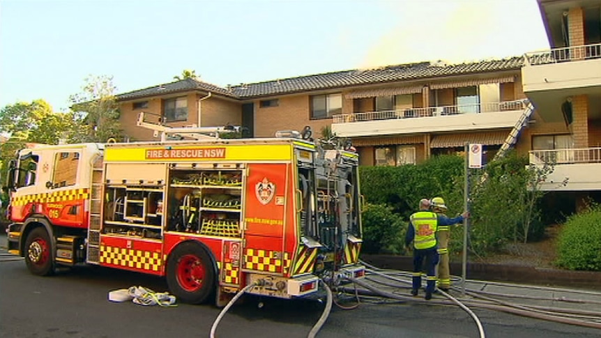 Fire-damaged unit block at Homebush in Sydney's inner west