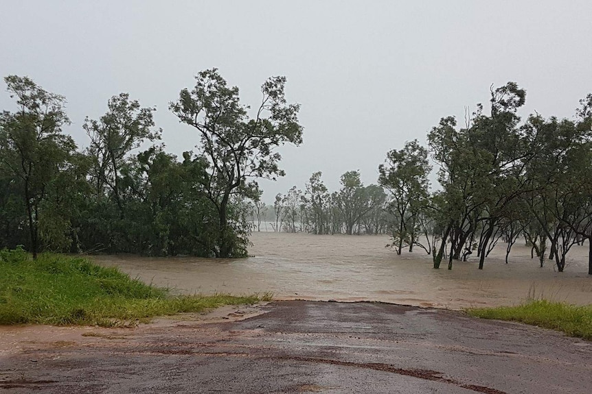 a flooded boat ramp at the McArthur River.