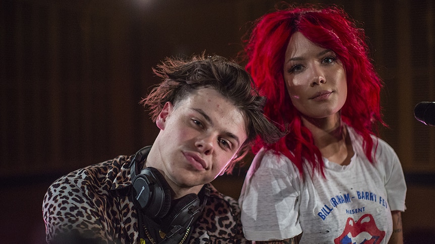 Yungblud and Halsey in the triple j Like A Version studio, February 2019