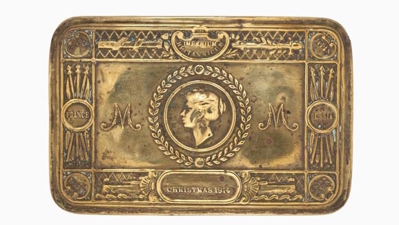 A gift tin sent to all military personnel for Christmas 1914 from Princess Mary