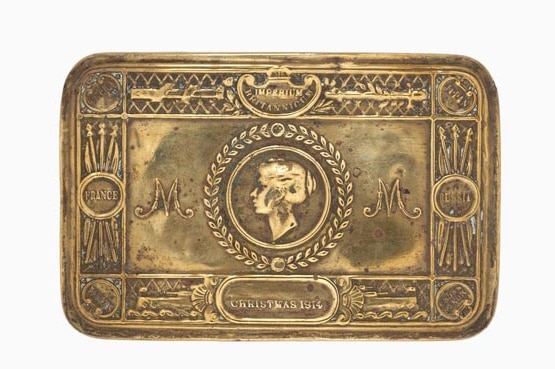 A gift tin sent to all military personnel for Christmas 1914 from Princess Mary