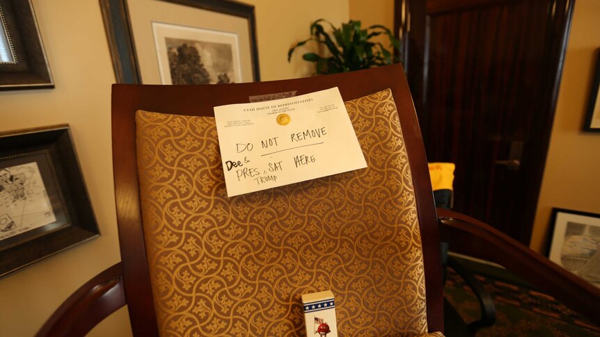 The chair in which Donald Trump signed the reduction in the Bear's Ears National Monument