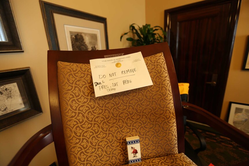The chair in which Donald Trump signed the reduction in the Bear's Ears National Monument