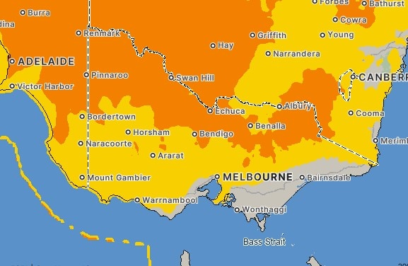 Un mapa que muestra la gravedad de la ola de calor.