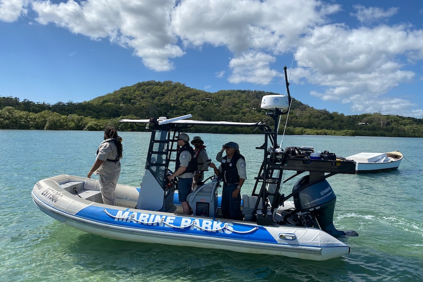 Marine Parks boat with a crew on board out on the water