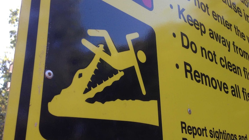Crocodile danger signage at Cahill's Crossing, Kakadu, NT