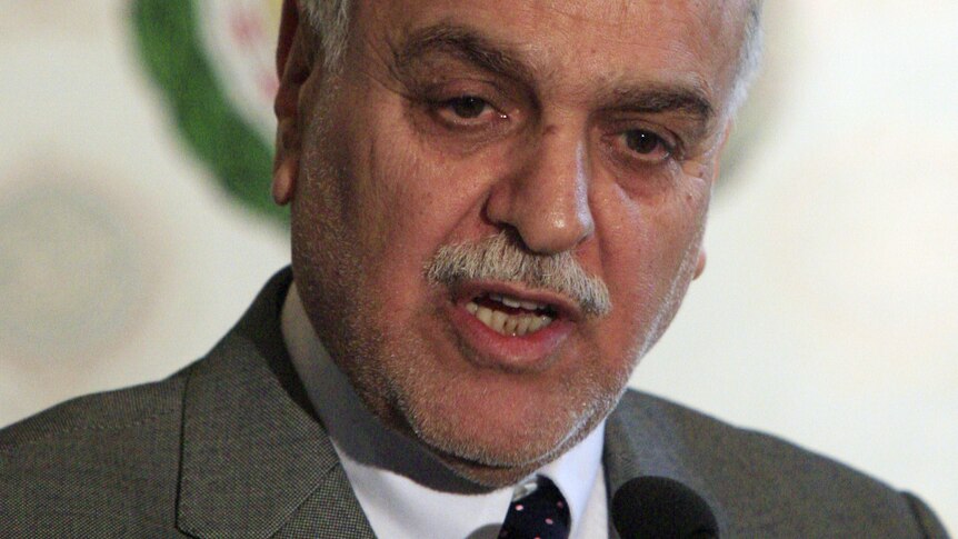 Iraqi Vice President Tareq al-Hashemi talks during a joint press conference