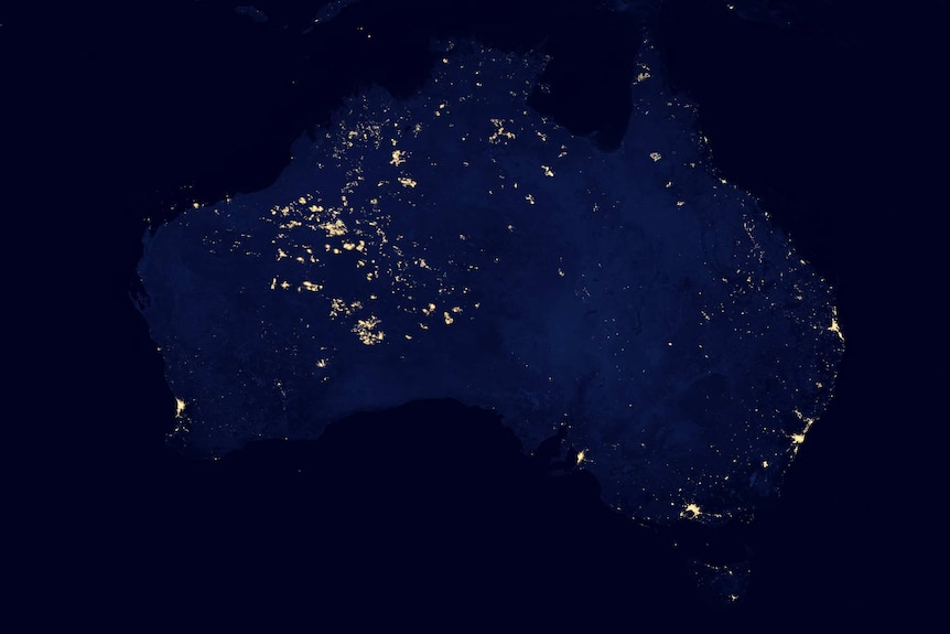 Australia at night as seen from space in 2012