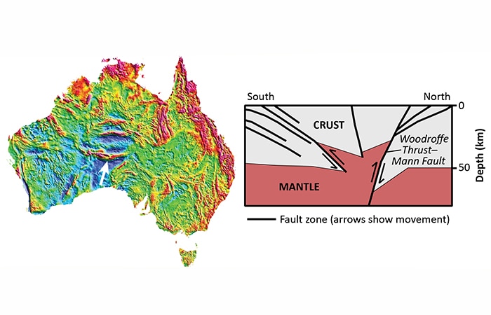 A map showing gravity anomalies across Australia