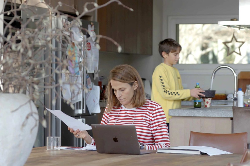 Catriona working from home.