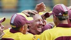 The Bulls celebrate the fall of another Tasmanian wicket.