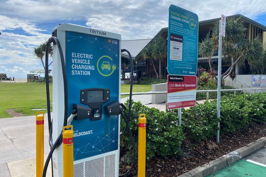 An electric vehicle charging station.