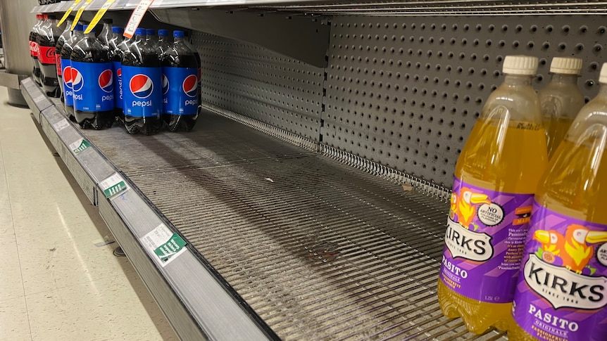 An empty supermarket shelf